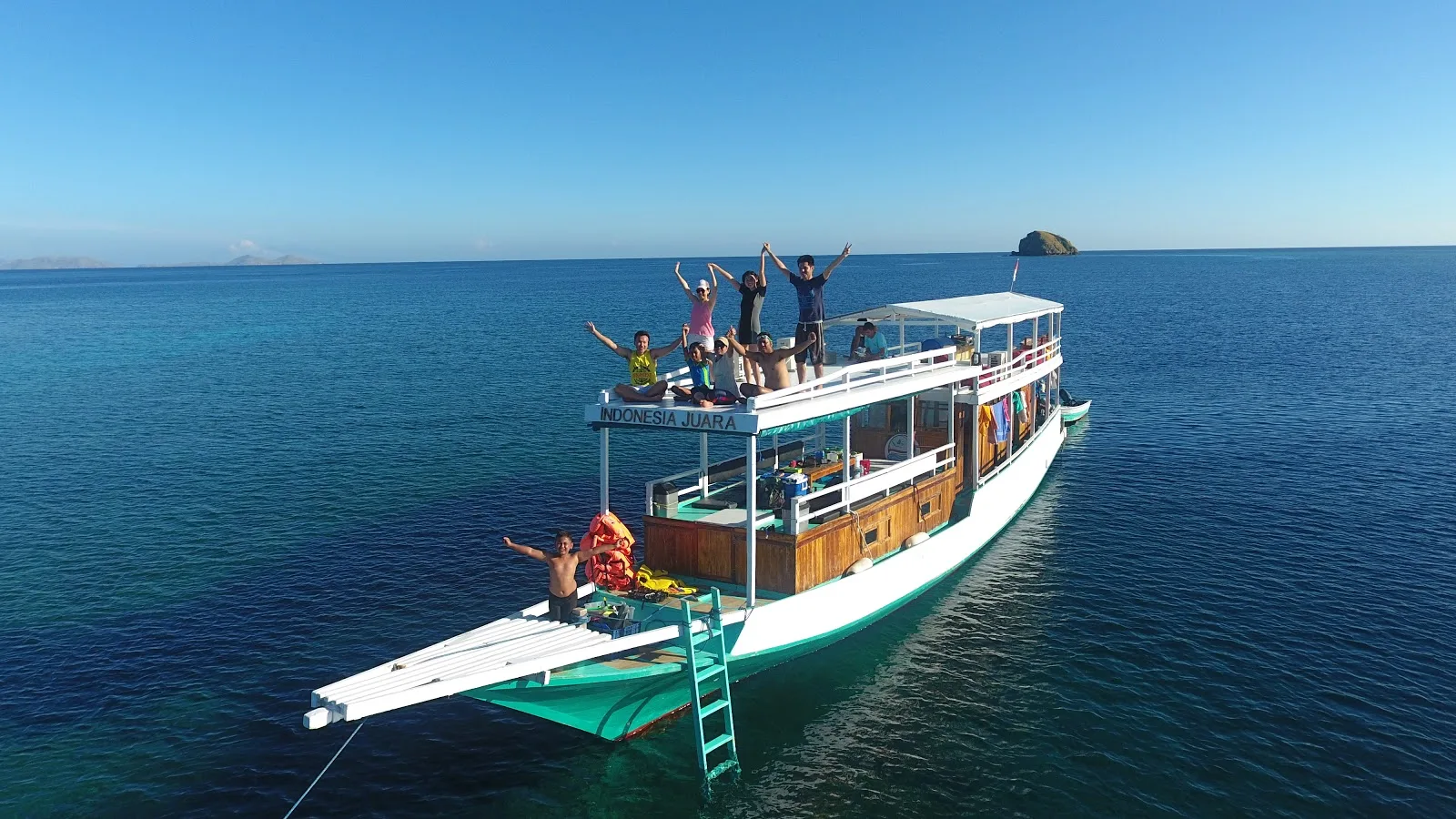 A finished vessel sailing off Komodo
